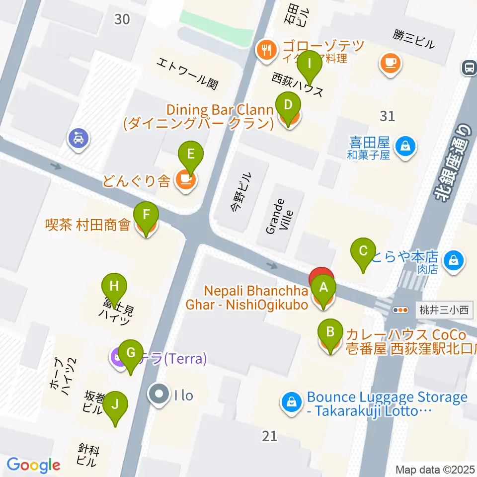アケタの店周辺のファミレス・ファーストフード一覧地図