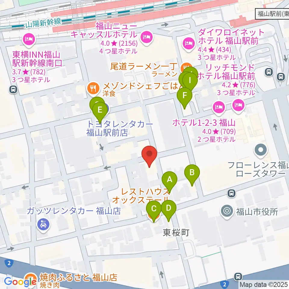 スガナミ楽器 福山本店周辺のファミレス・ファーストフード一覧地図