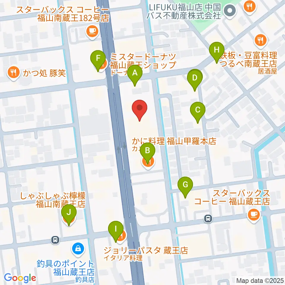 スガナミ楽器蔵王店周辺のファミレス・ファーストフード一覧地図
