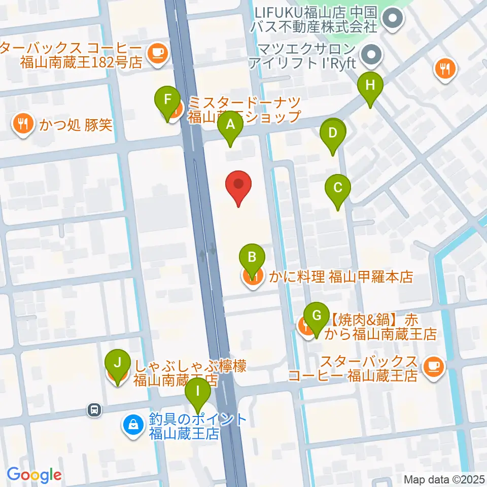 スガナミ楽器蔵王店周辺のファミレス・ファーストフード一覧地図