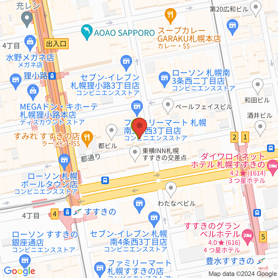 札幌ジェリコ周辺のファミレス・ファーストフード一覧地図