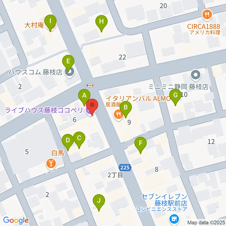 藤枝ココペリ周辺のファミレス・ファーストフード一覧地図