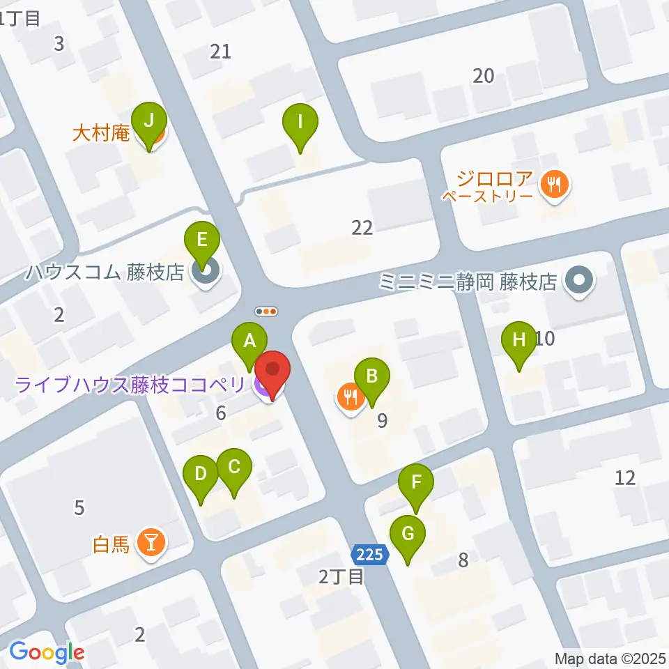 藤枝ココペリ周辺のファミレス・ファーストフード一覧地図