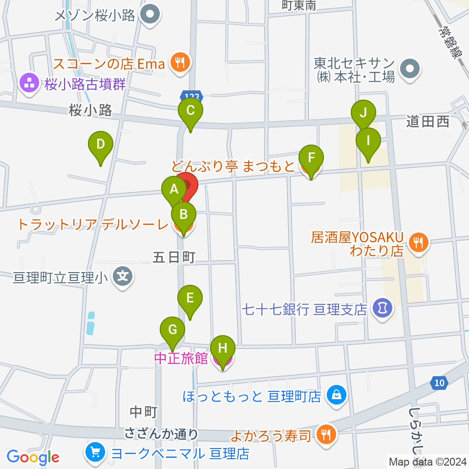 オアシス楽器 亘理店周辺のファミレス・ファーストフード一覧地図