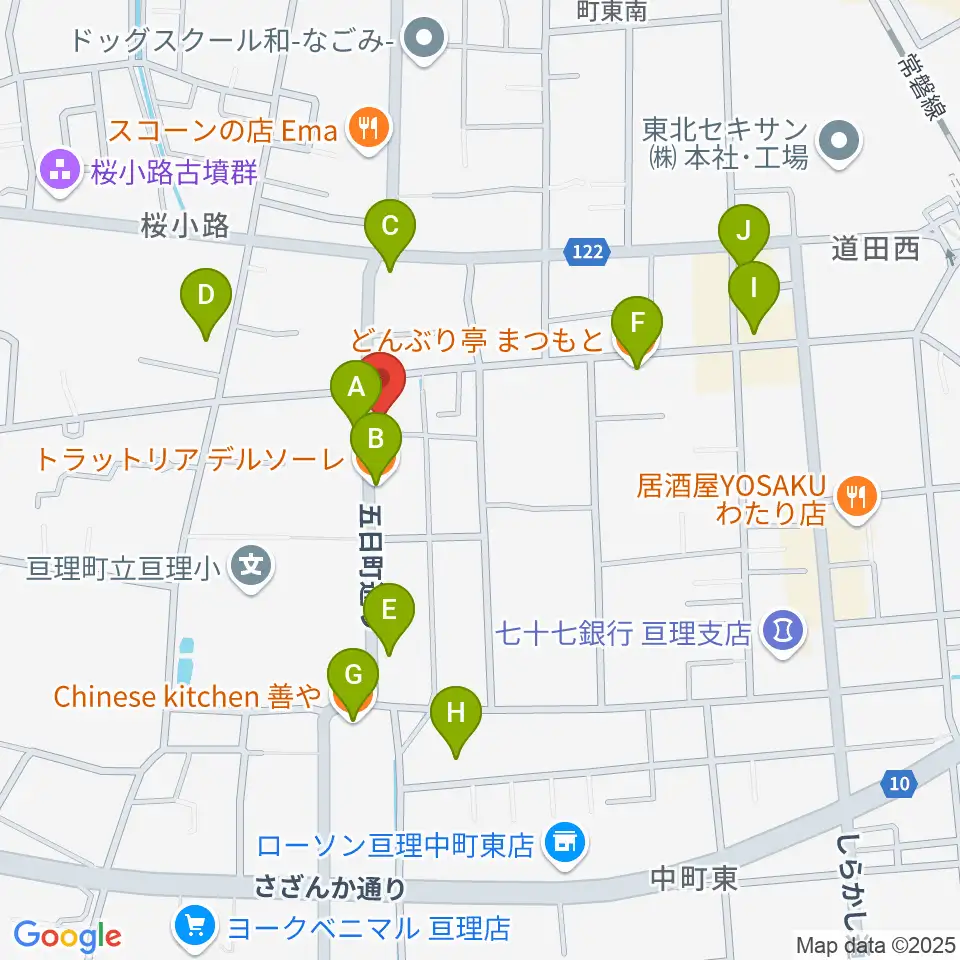 オアシス楽器 亘理店周辺のファミレス・ファーストフード一覧地図