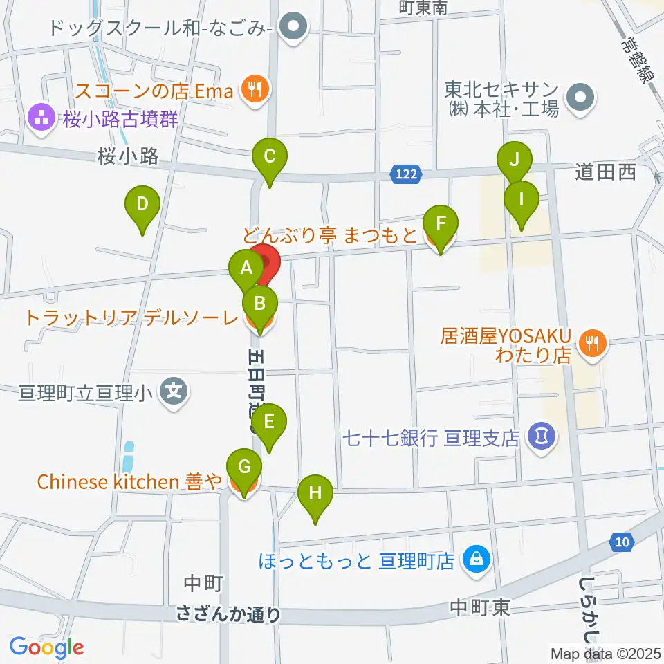 オアシス楽器 亘理店周辺のファミレス・ファーストフード一覧地図