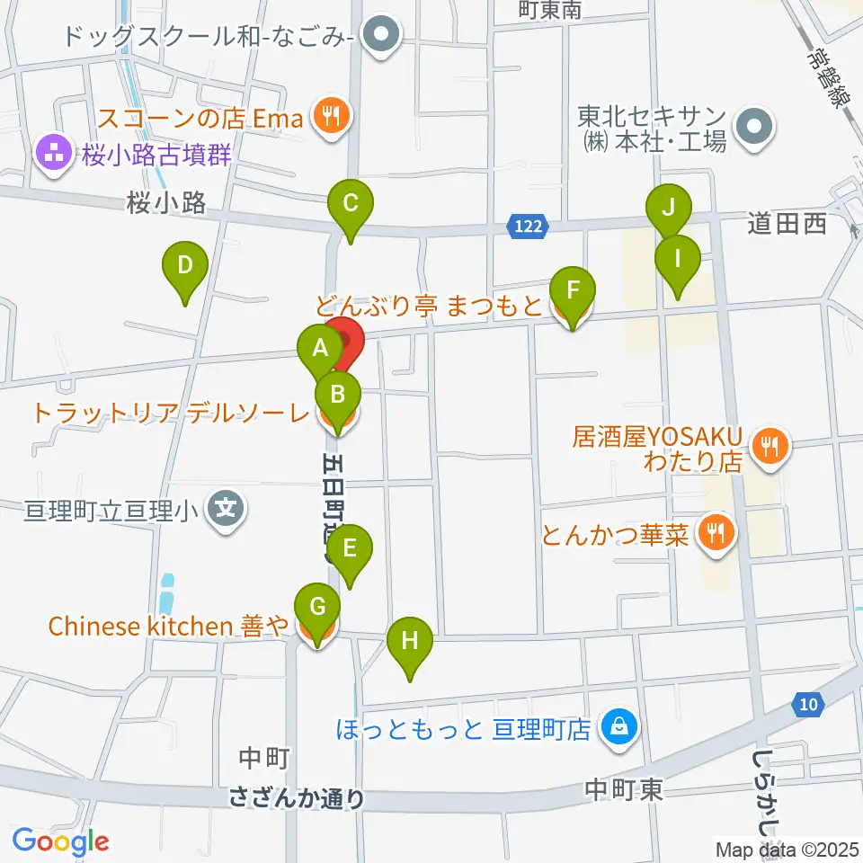 オアシス楽器 亘理店周辺のファミレス・ファーストフード一覧地図