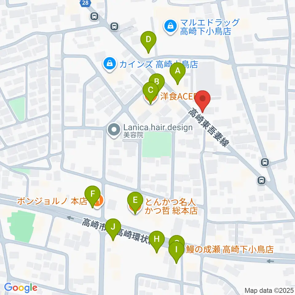 アトリエミストラル周辺のファミレス・ファーストフード一覧地図