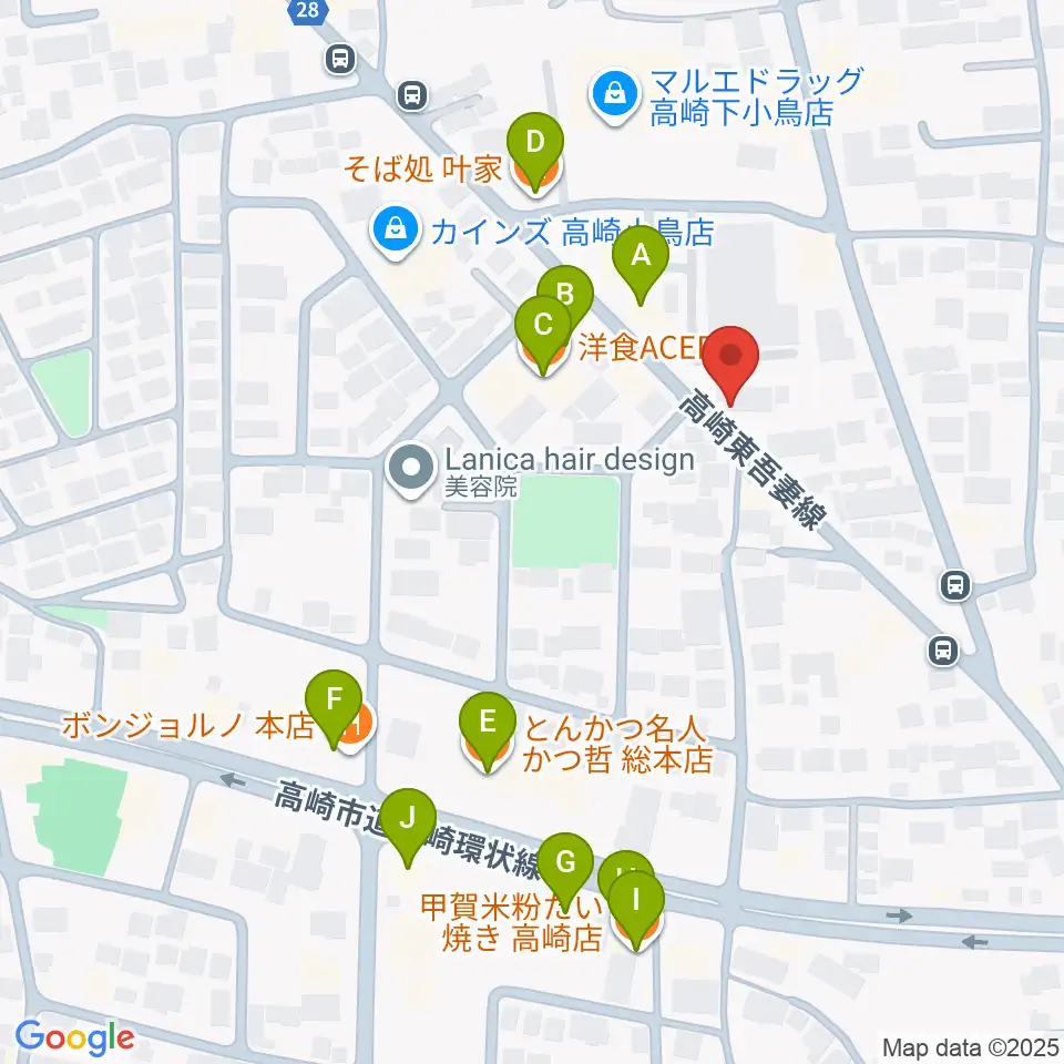 アトリエミストラル周辺のファミレス・ファーストフード一覧地図