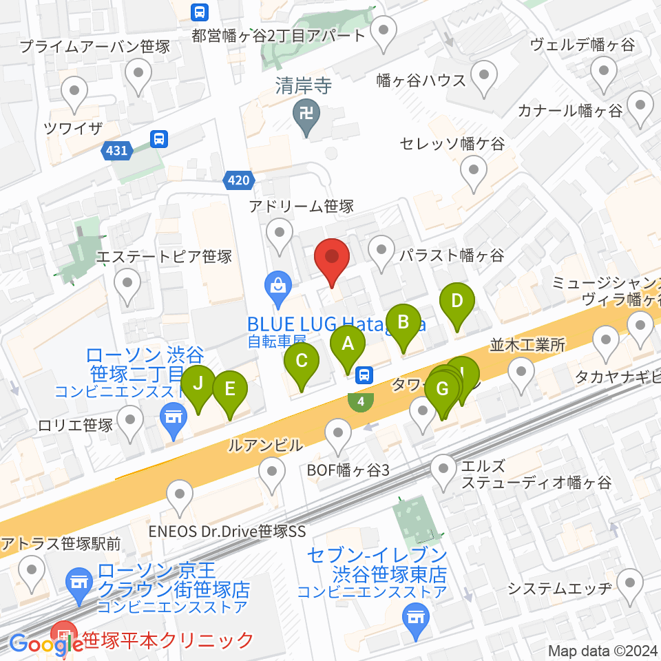五味和楽器店 東京店周辺のファミレス・ファーストフード一覧地図