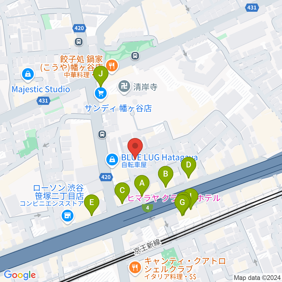 五味和楽器店 東京店周辺のファミレス・ファーストフード一覧地図