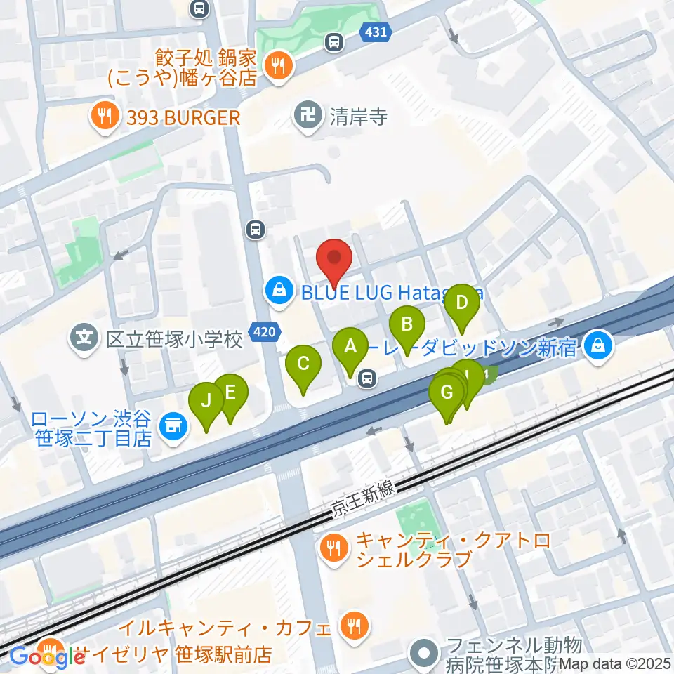 五味和楽器店 東京店周辺のファミレス・ファーストフード一覧地図