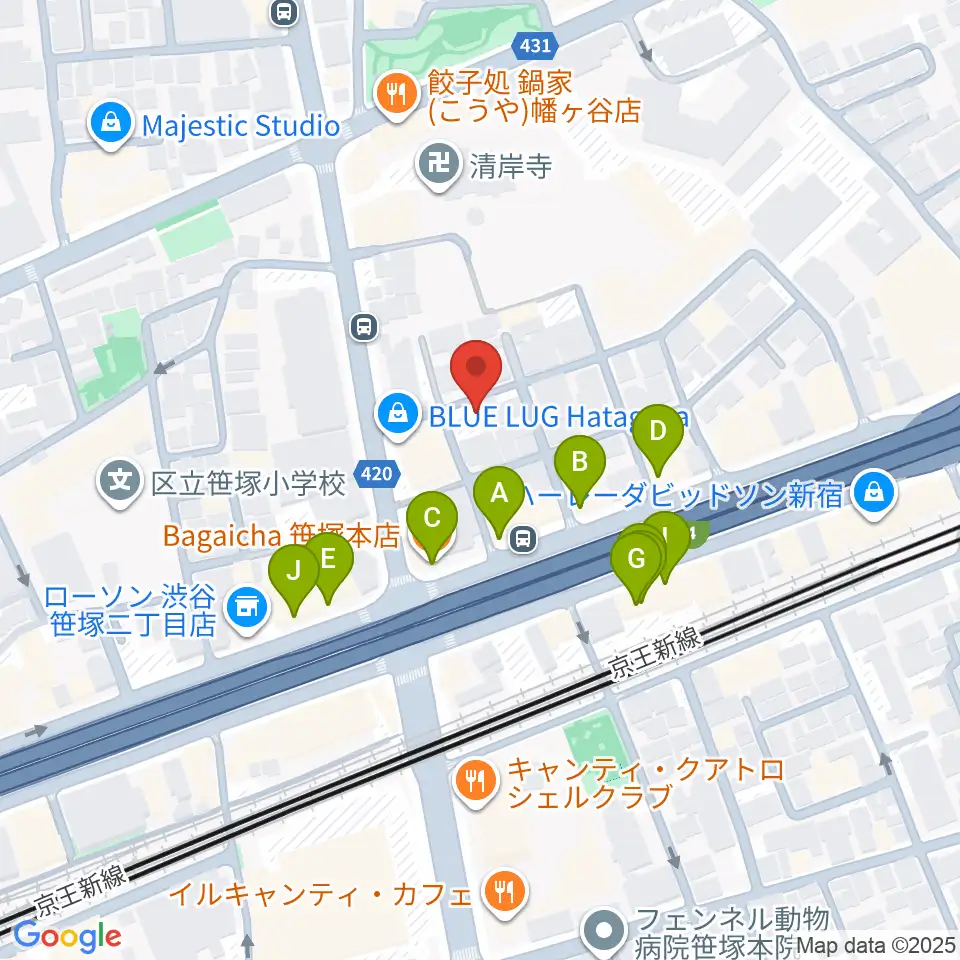 五味和楽器店 東京店周辺のファミレス・ファーストフード一覧地図