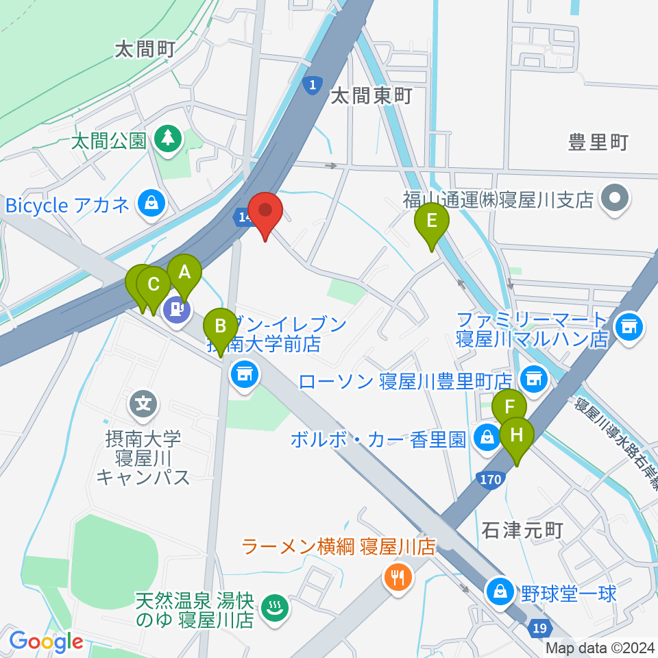 アトリエピアノピア周辺のファミレス・ファーストフード一覧地図