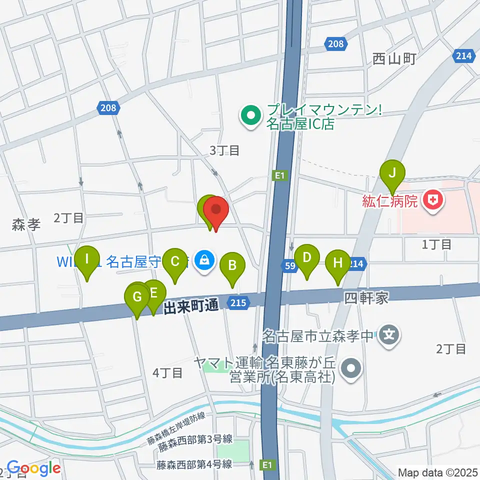 さくらホール周辺のファミレス・ファーストフード一覧地図