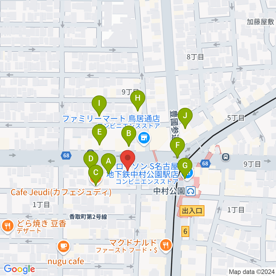 スタジオ・フィオリーレ周辺のファミレス・ファーストフード一覧地図