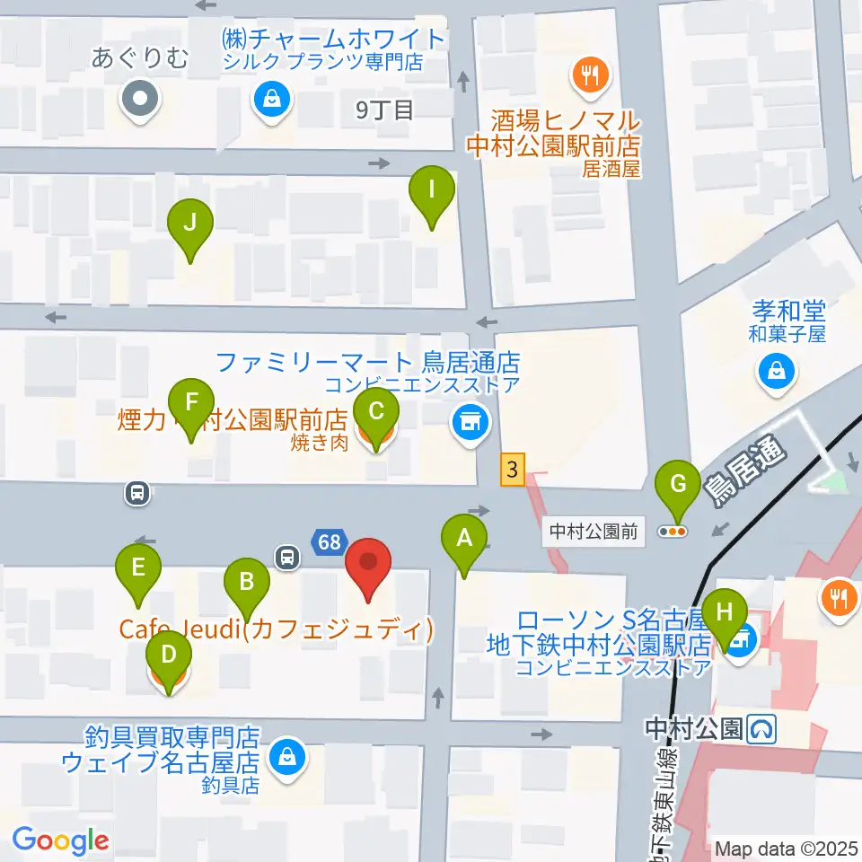 スタジオ・フィオリーレ周辺のファミレス・ファーストフード一覧地図
