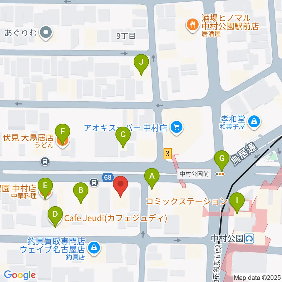 スタジオ・フィオリーレ周辺のファミレス・ファーストフード一覧地図
