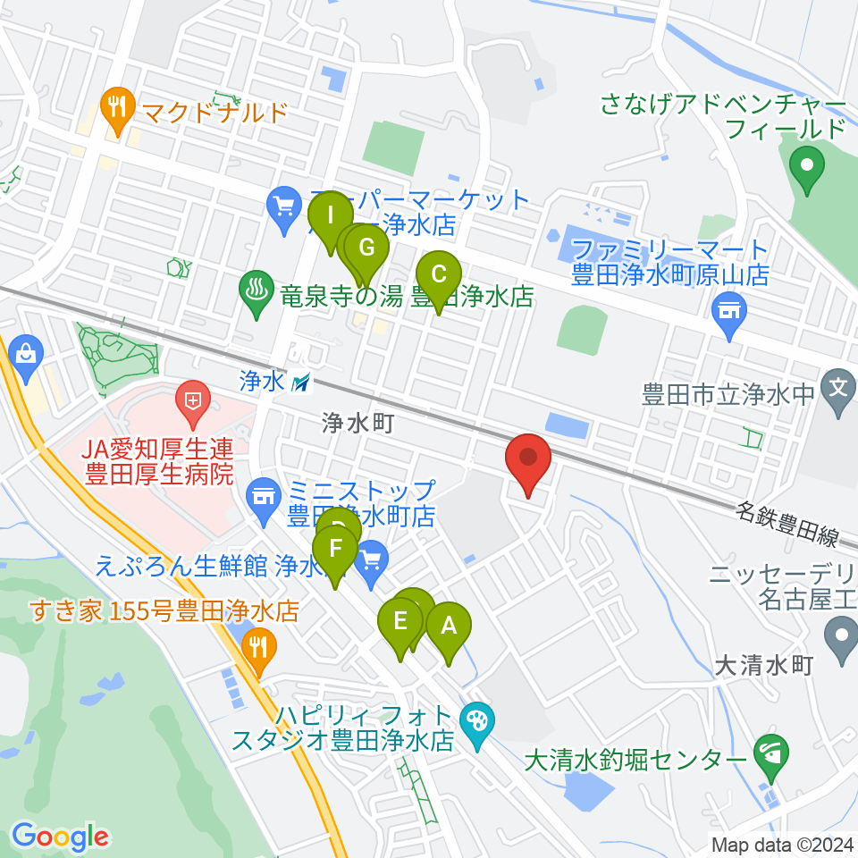 ピアチェーレ周辺のファミレス・ファーストフード一覧地図