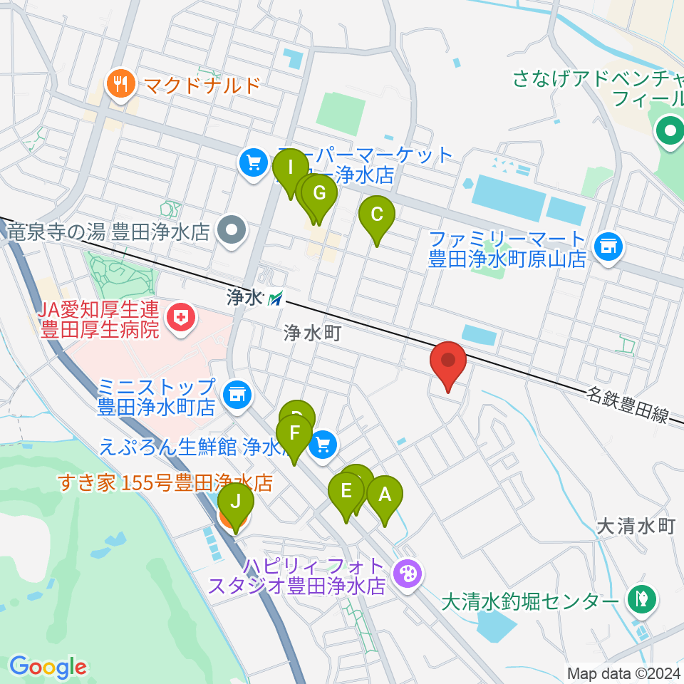 ピアチェーレ周辺のファミレス・ファーストフード一覧地図