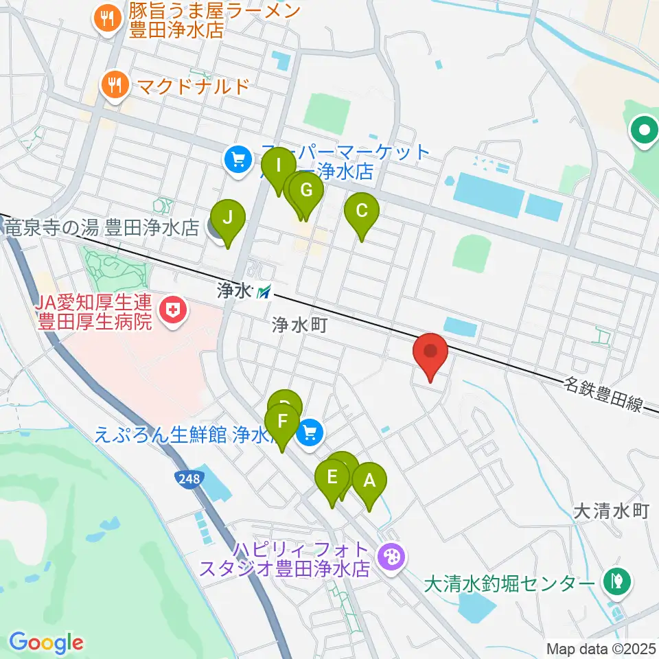 ピアチェーレ周辺のファミレス・ファーストフード一覧地図