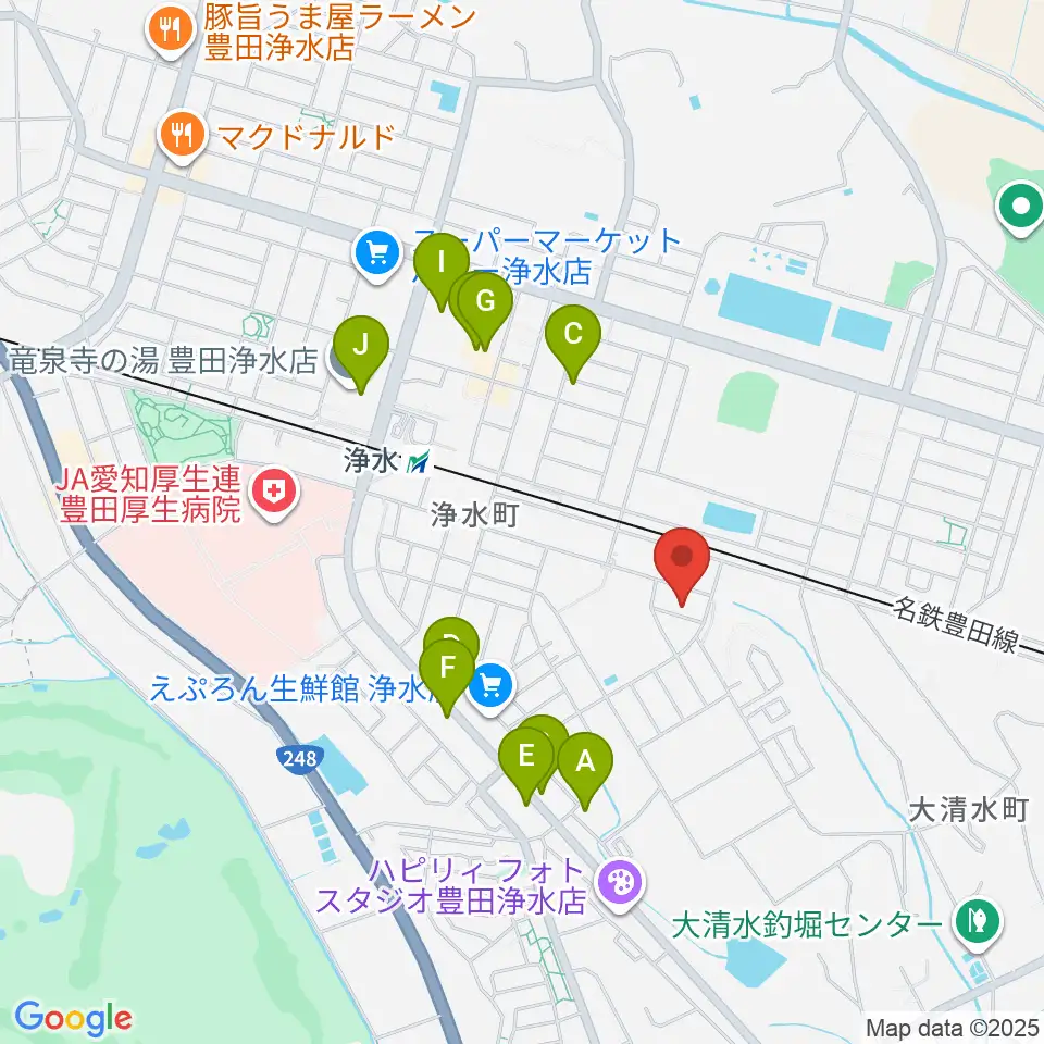 ピアチェーレ周辺のファミレス・ファーストフード一覧地図