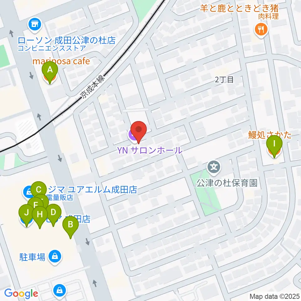 YNサロンホール周辺のファミレス・ファーストフード一覧地図