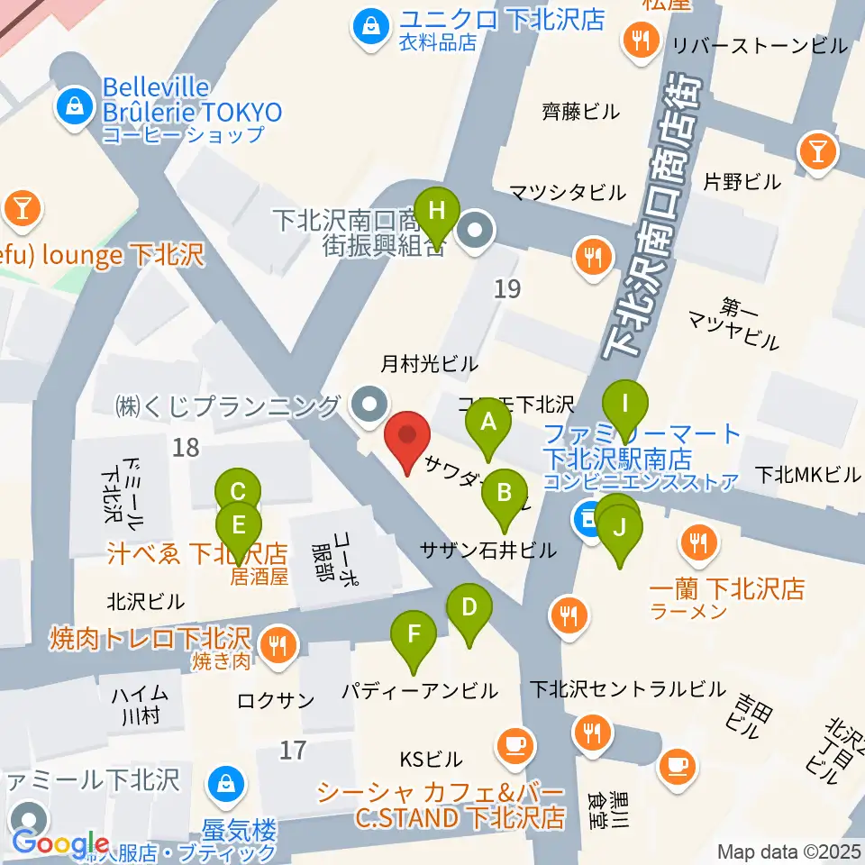 JAZZY SPORT下北沢周辺のファミレス・ファーストフード一覧地図