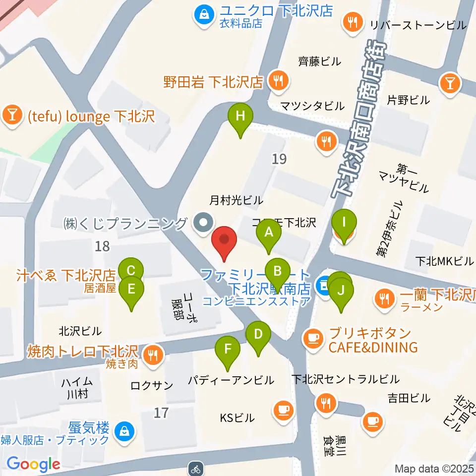JAZZY SPORT下北沢周辺のファミレス・ファーストフード一覧地図