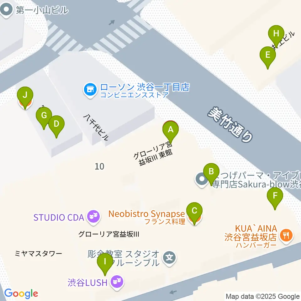 渋谷Family周辺のファミレス・ファーストフード一覧地図