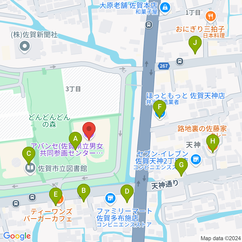 アバンセ周辺のファミレス・ファーストフード一覧地図