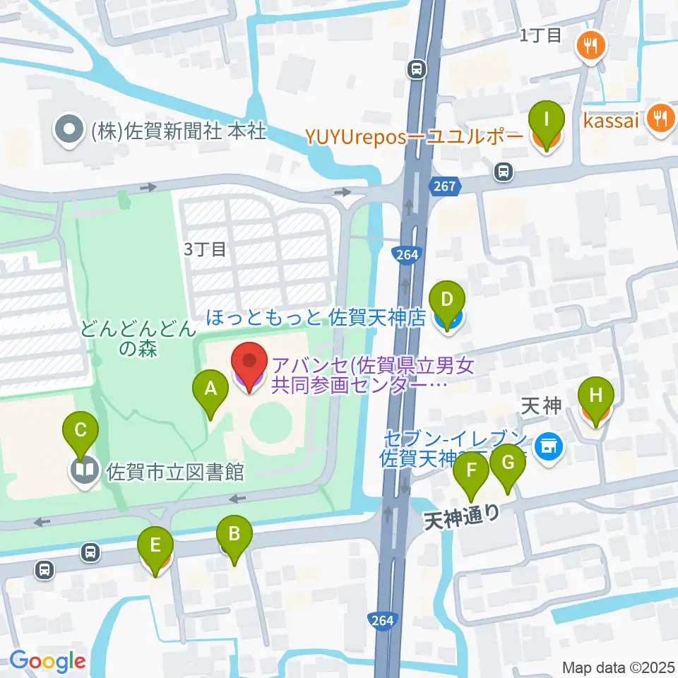 アバンセ周辺のファミレス・ファーストフード一覧地図