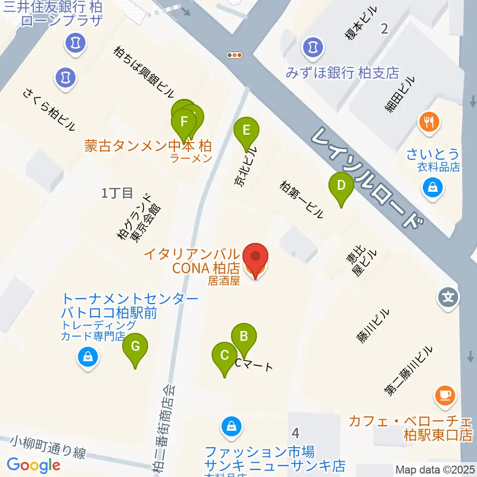 京北ホール周辺のファミレス・ファーストフード一覧地図