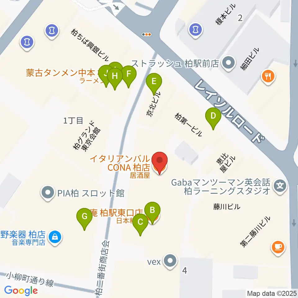 京北ホール周辺のファミレス・ファーストフード一覧地図