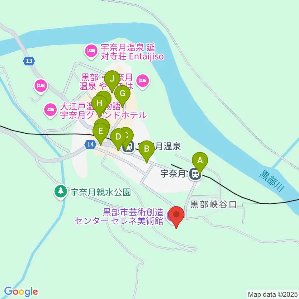 黒部市宇奈月国際会館セレネ周辺のファミレス・ファーストフード一覧地図