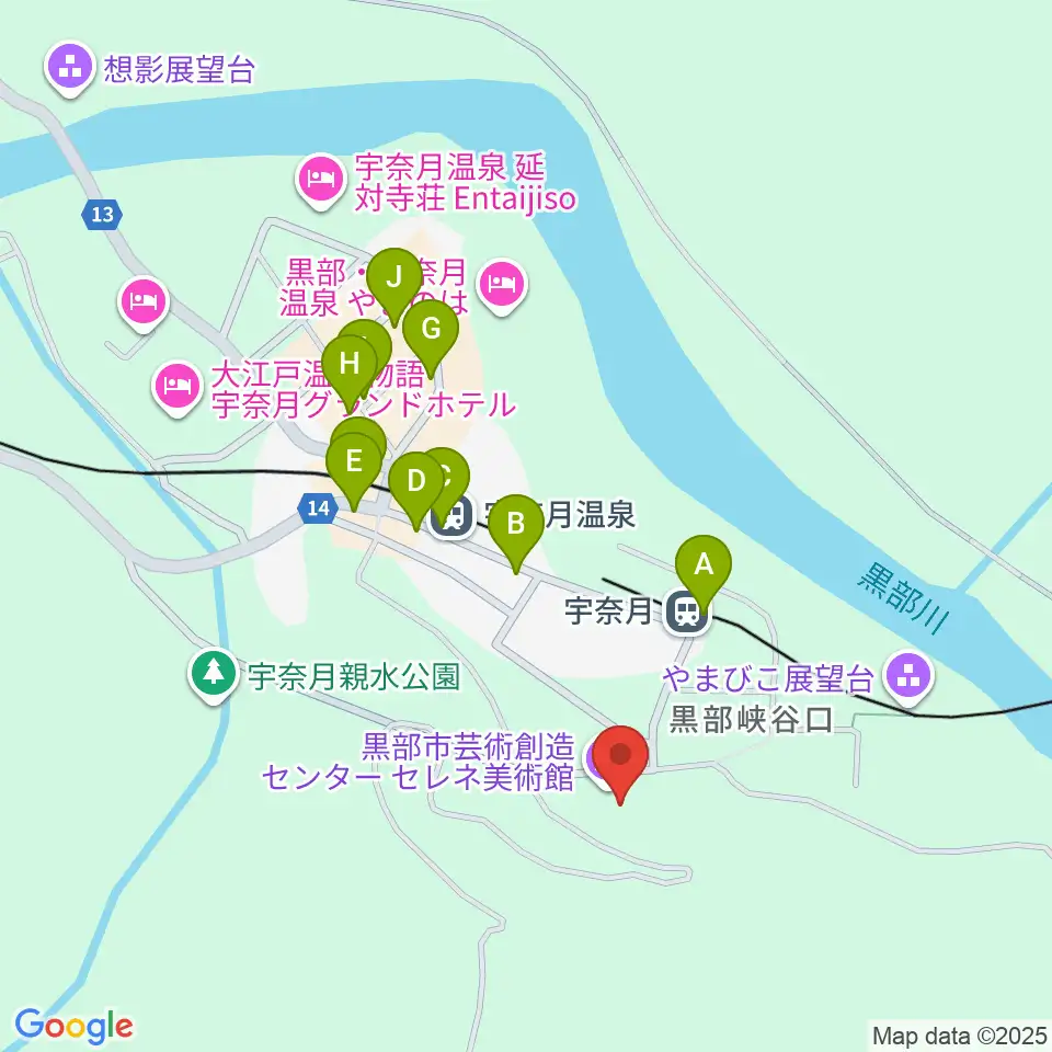 黒部市宇奈月国際会館セレネ周辺のファミレス・ファーストフード一覧地図