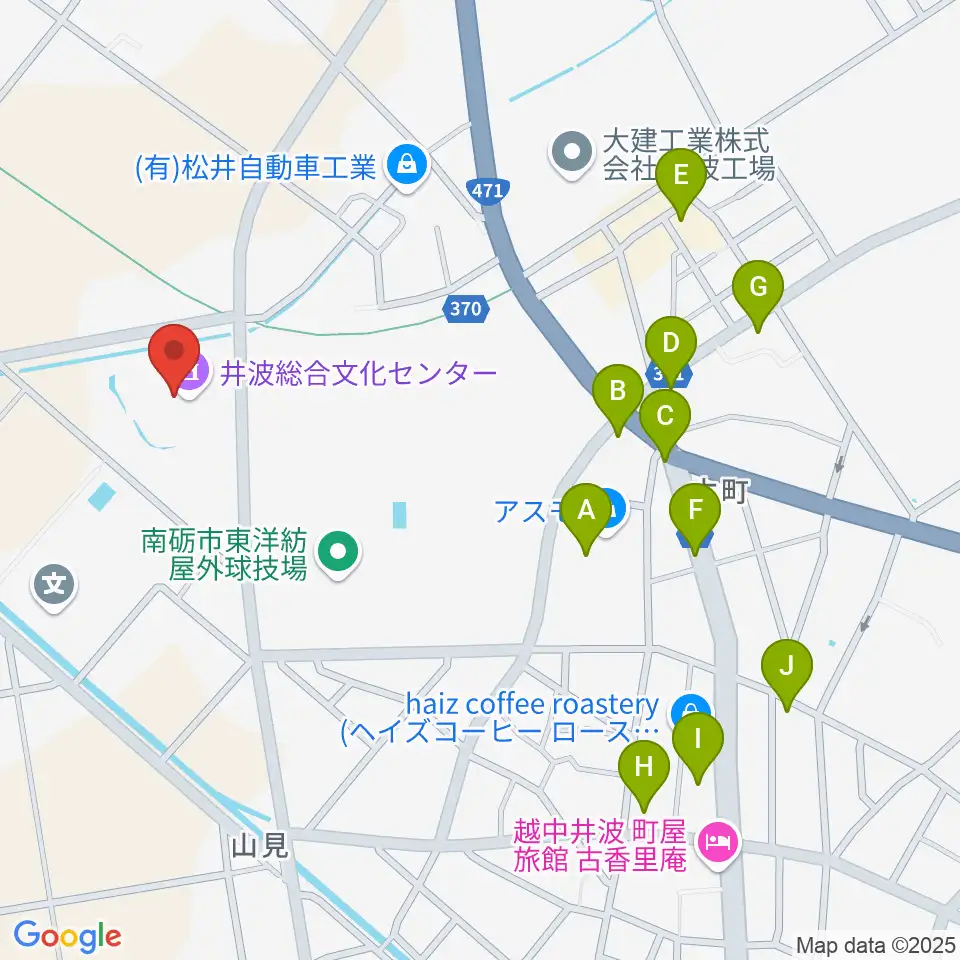 井波総合文化センター周辺のファミレス・ファーストフード一覧地図