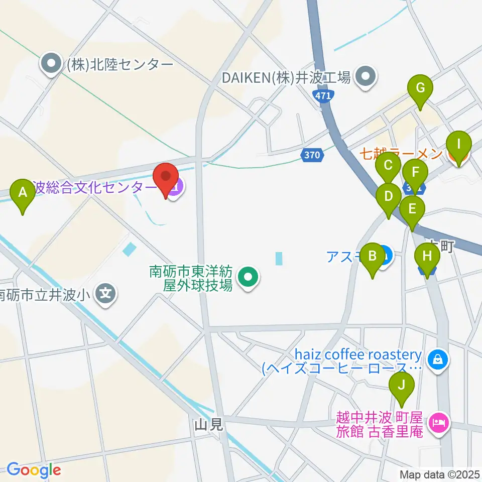 井波総合文化センター周辺のファミレス・ファーストフード一覧地図