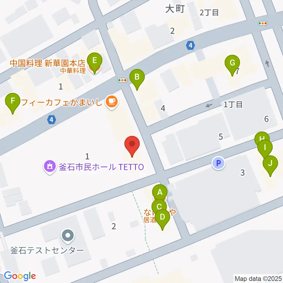 釜石PIT周辺のファミレス・ファーストフード一覧地図