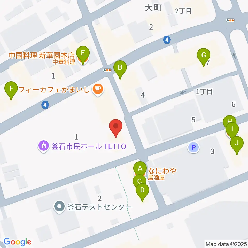釜石PIT周辺のファミレス・ファーストフード一覧地図