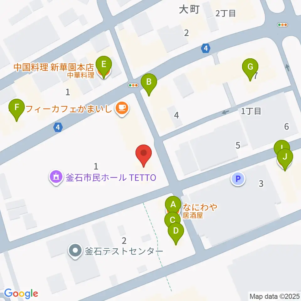 釜石PIT周辺のファミレス・ファーストフード一覧地図