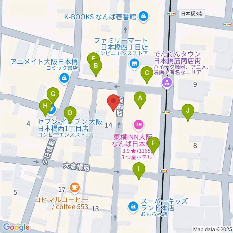 日本橋ポルックスシアター周辺のファミレス・ファーストフード一覧地図
