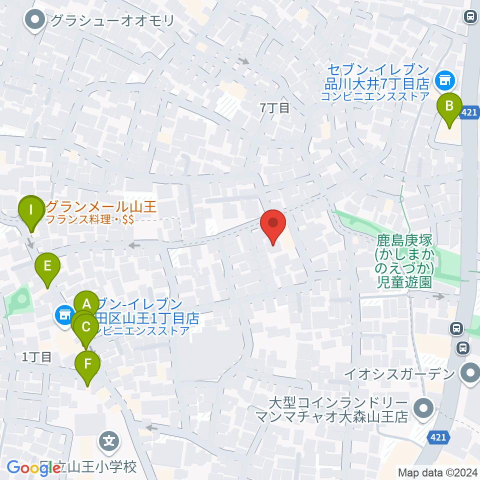 山王オーディアム周辺のファミレス・ファーストフード一覧地図