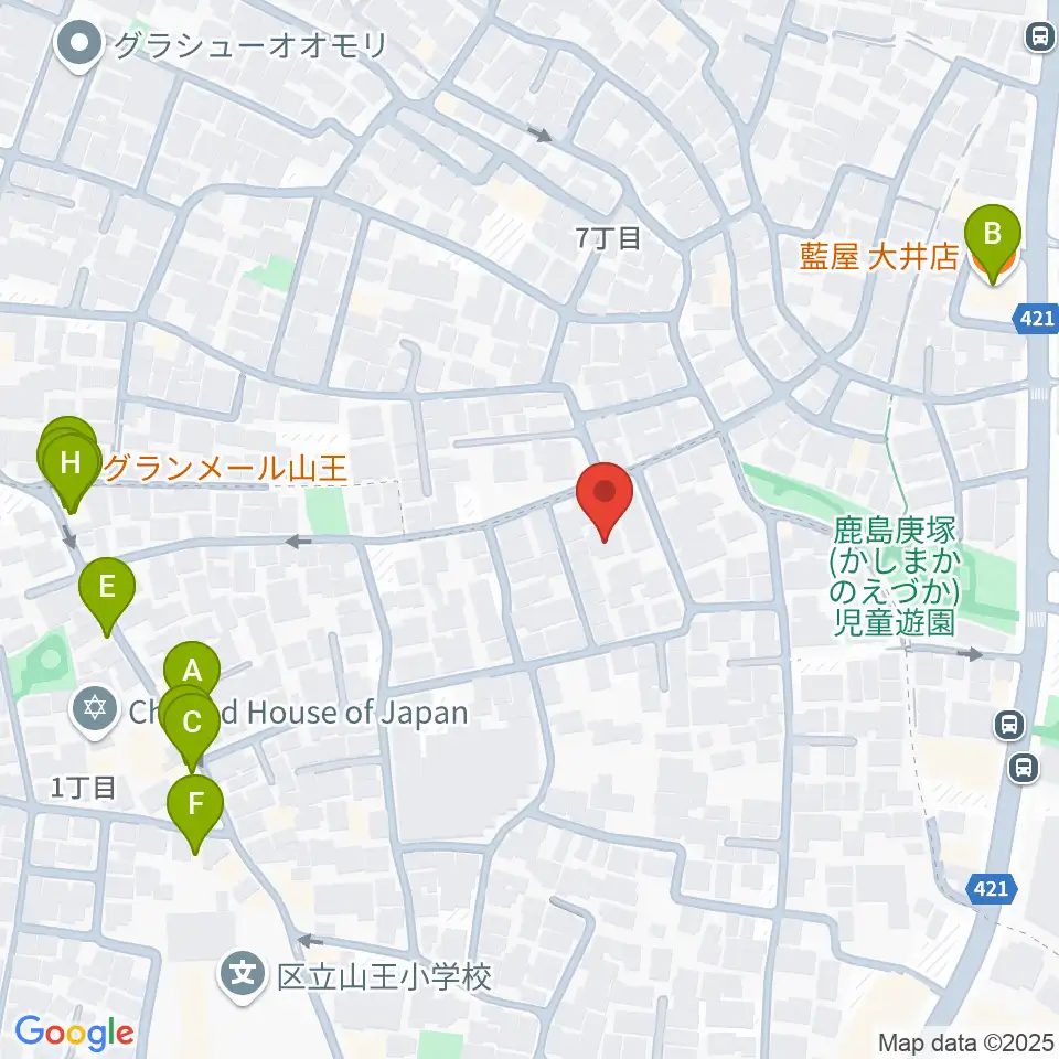 山王オーディアム周辺のファミレス・ファーストフード一覧地図