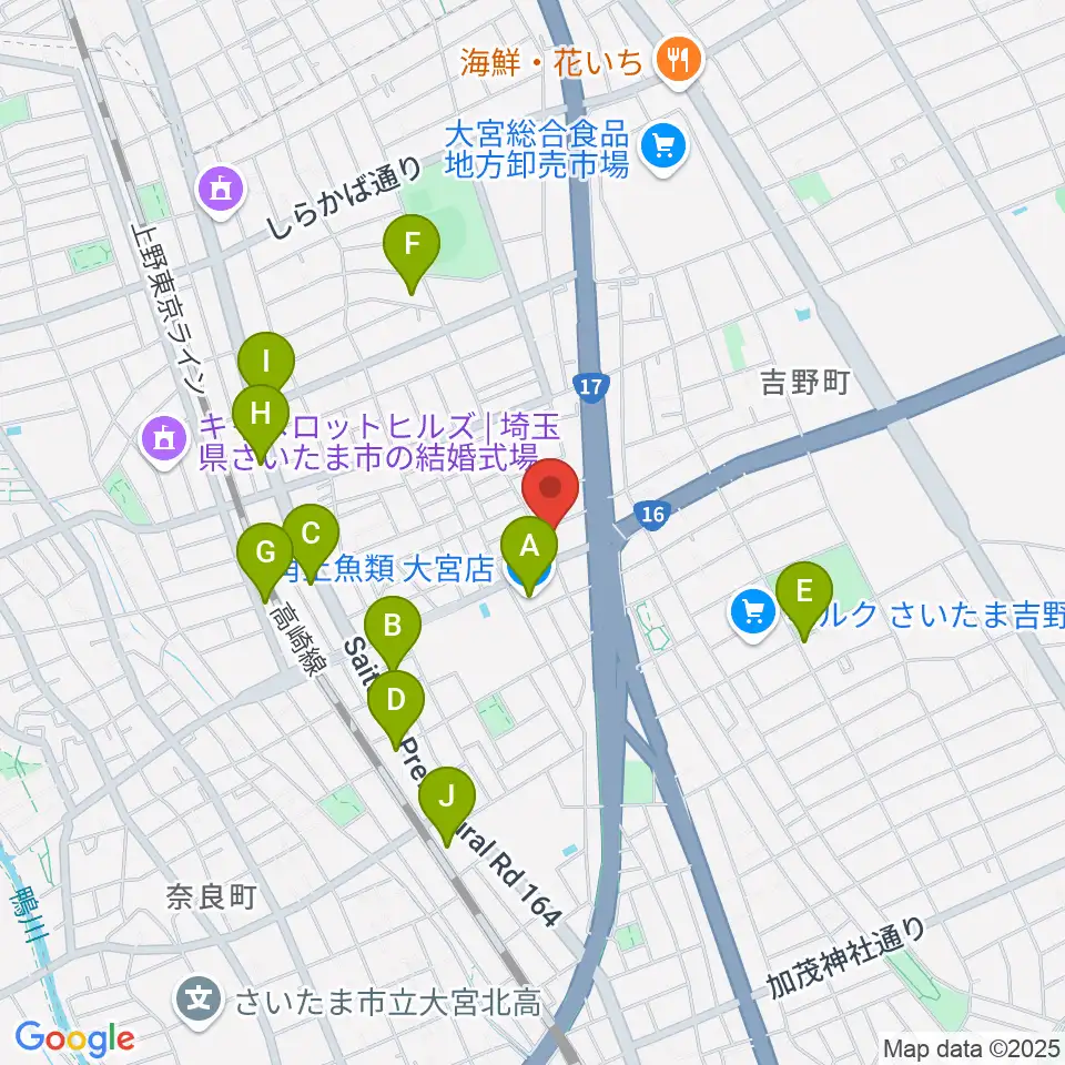 さいたまピアノ工房周辺のファミレス・ファーストフード一覧地図