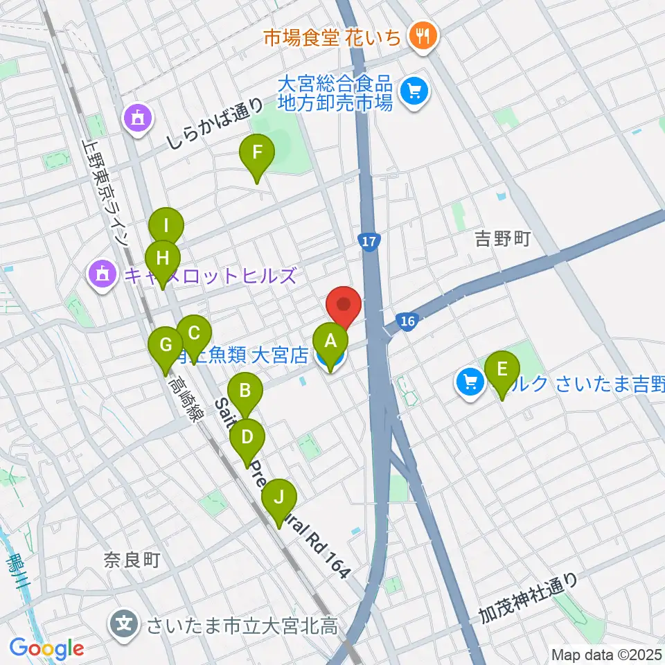 さいたまピアノ工房周辺のファミレス・ファーストフード一覧地図