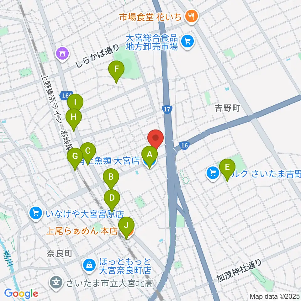 さいたまピアノ工房周辺のファミレス・ファーストフード一覧地図