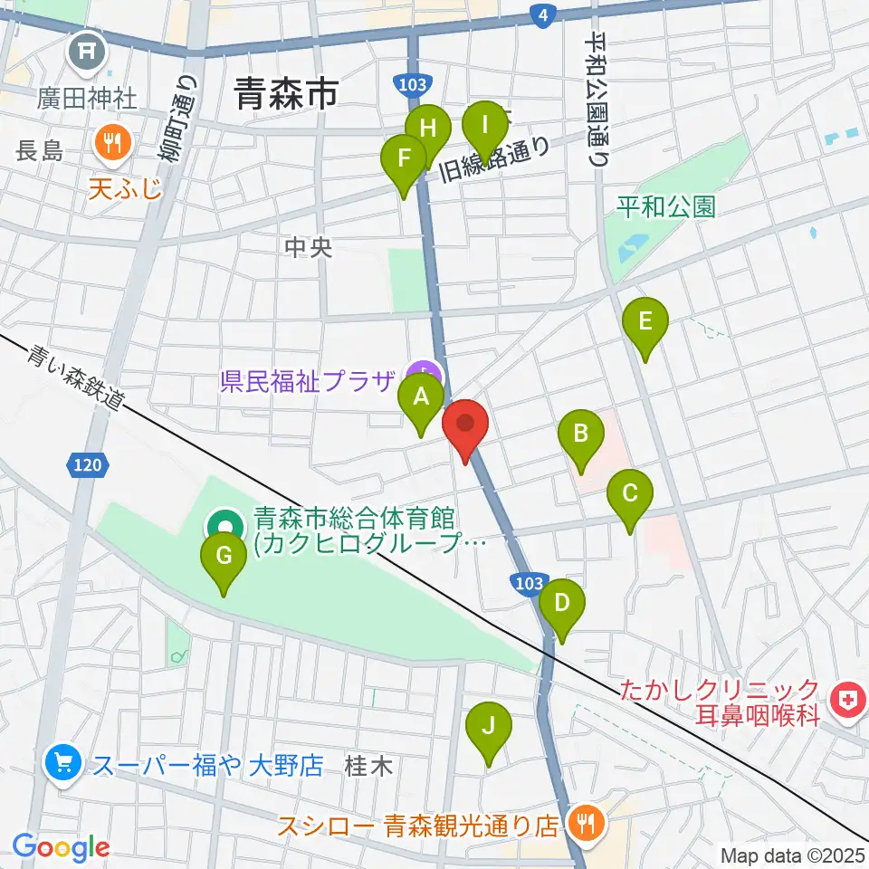 青森サブライム周辺のファミレス・ファーストフード一覧地図