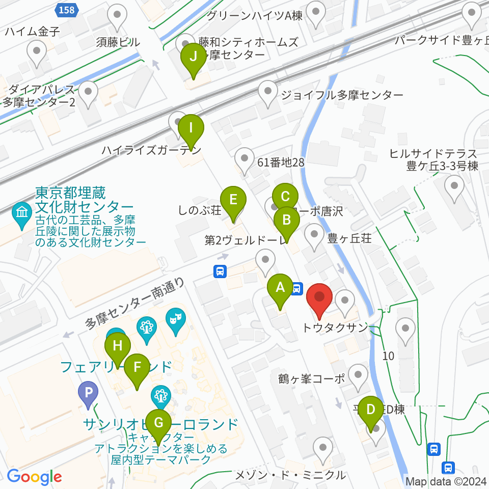 Mスタジオ多摩センター店周辺のファミレス・ファーストフード一覧地図