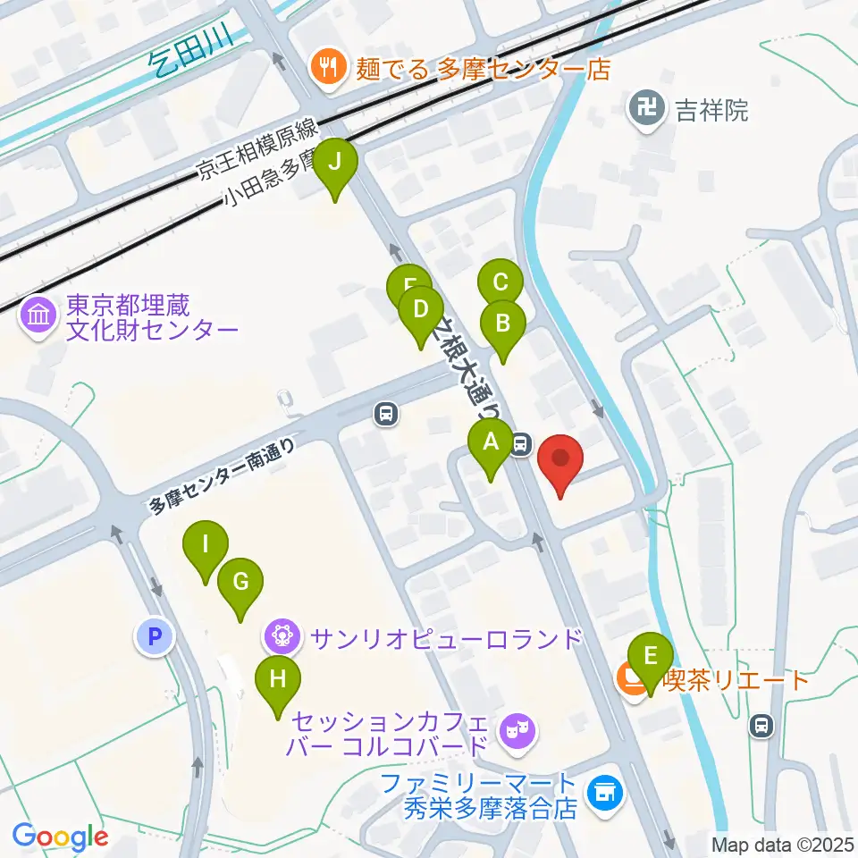 Mスタジオ多摩センター店周辺のファミレス・ファーストフード一覧地図
